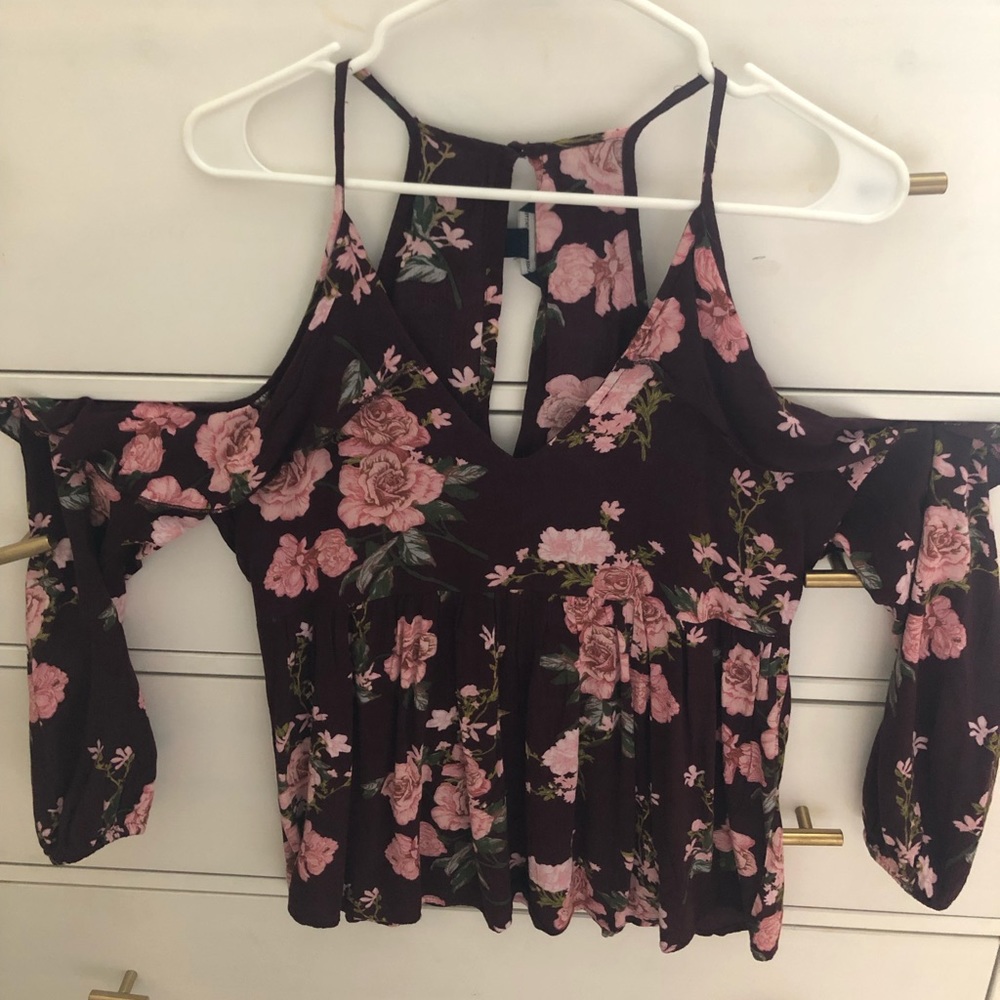 Cold shoulder floral top